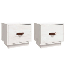 (White) vidaXL 1/2x Solid Wood Pine Bedside Cabinet End Accent Table Multi Colours