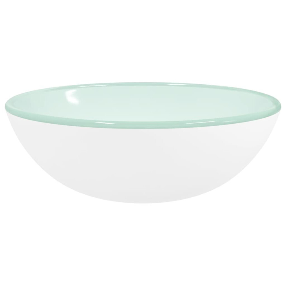 Vidaxl (, 35 X 12 Cm (Diam. X H)) Basin Tempered Glass Bathroom Sink Basin Multi Colours Multi Sizes White