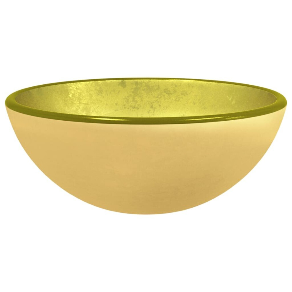 Vidaxl (, 30 X 12 Cm (Diam. X H)) Basin Tempered Glass Bathroom Sink Basin Multi Colours Multi Sizes Gold