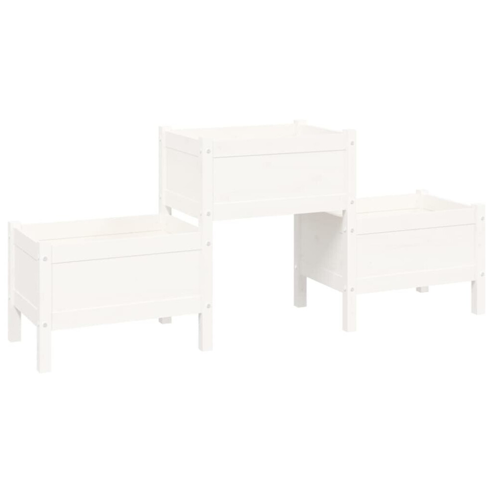 Vidaxl (White, 178.5 X 44 X 75 Cm) Solid Wood Pine Planter Multi Colours 178.5X44x75 Cm/245.5X44x75 Cm