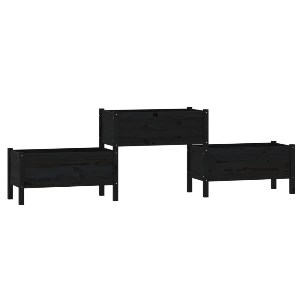 New Vidaxl (, 245.5 X X 75 Cm) Solid Wood Pine Planter Multi Colours 178.5X44x75 Cm/245.5X44x75 Cm Black 822256 Size 44
