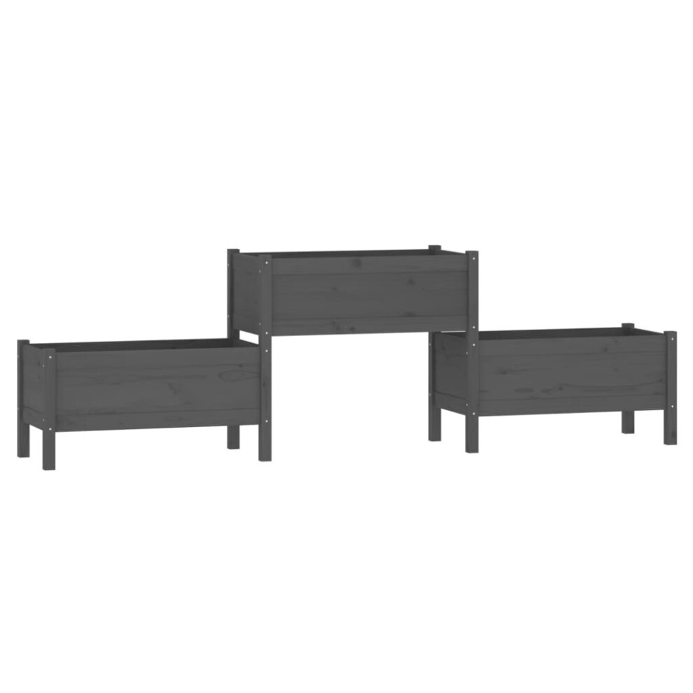 Vidaxl (Grey, 245.5 X 44 X 75 Cm) Solid Wood Pine Planter Multi Colours 178.5X44x75 Cm/245.5X44x75 Cm