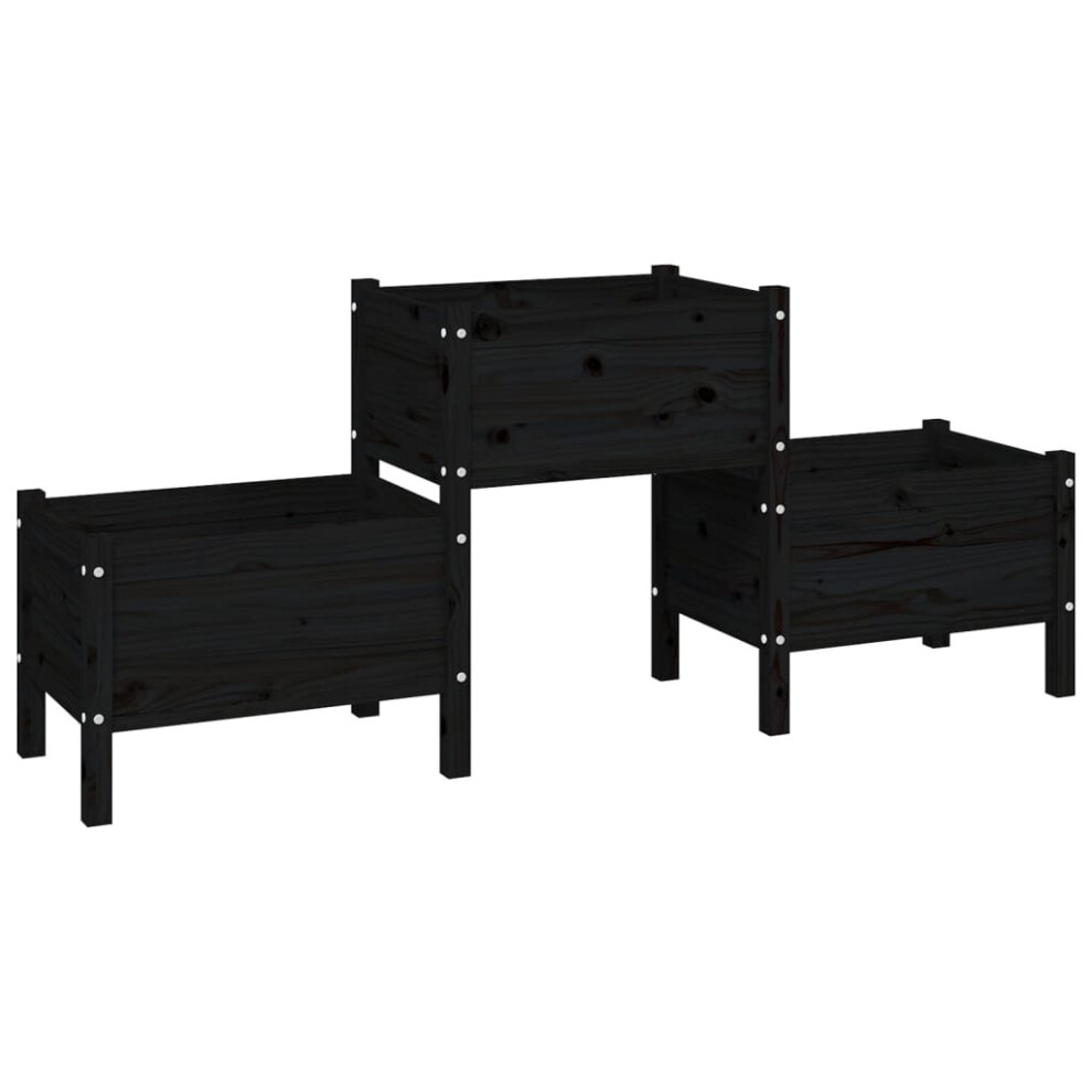 Vidaxl Black (, 178.5 X X 75 Cm) Solid Wood Pine Planter Multi Colours 178.5X44x75 Cm/245.5X44x75 Cm Size 44