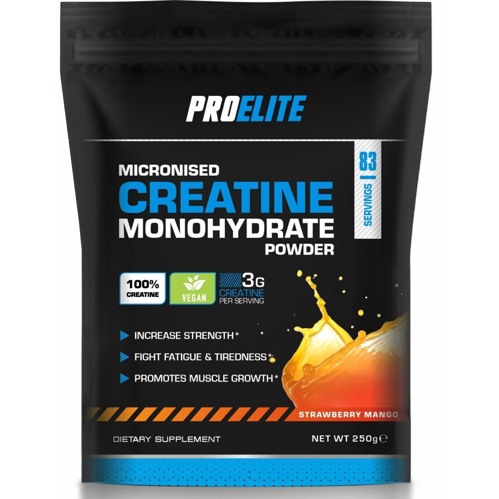 (Strawberry Mango) Creatine Monohydrate Powder Pure Micronized 250g