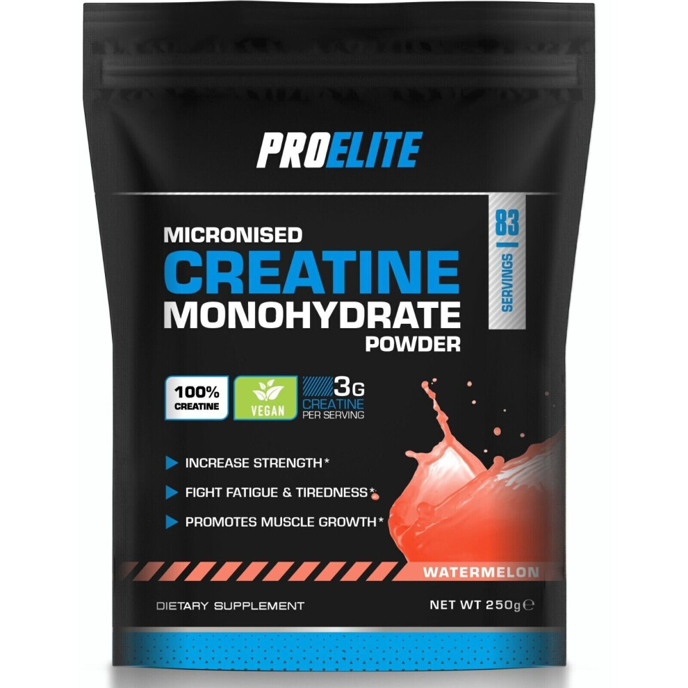 Pro Elite (Watermelon) Creatine Monohydrate Powder Pure Micronized 250G