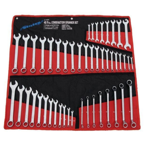 Neilsen HEAVY DUTY CHROME 48PC COMBINATION METRIC AF SAE SPANNER WRENCH RING SET CT0876 1