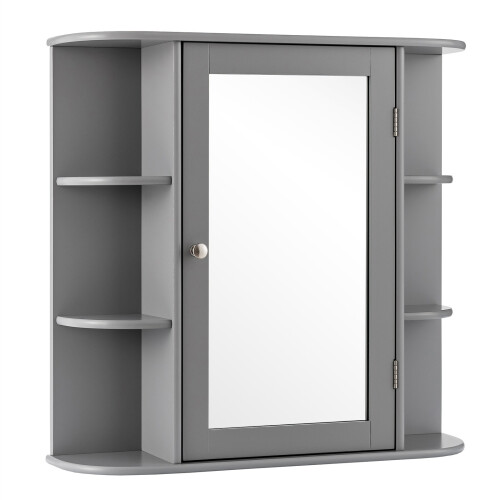 Costway Mirrored Bathroom Cabinet Wall-mounted Storage Cabinet w/ Shelves 1