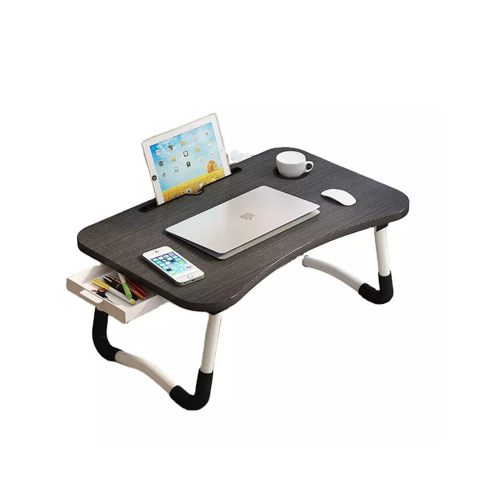 (Black) Laptop Table with drawer , Lap Tray, desk Foldable