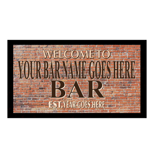 Brick Wall Bar Mat Runner with Non- Slip Rubber Back and Personalised Name with Year Home 2