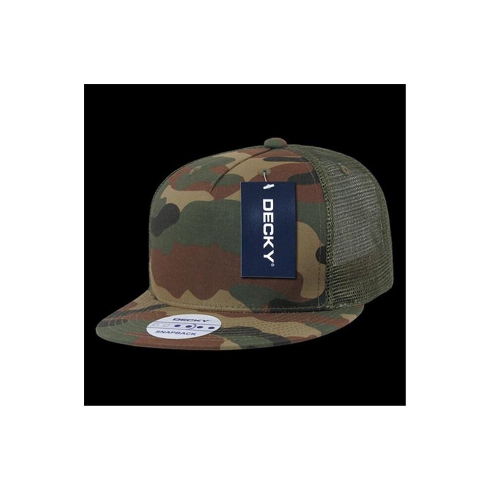 Decky Men's Not,Specified 5 Panel Flat Bill Trucker Hats, Woodland