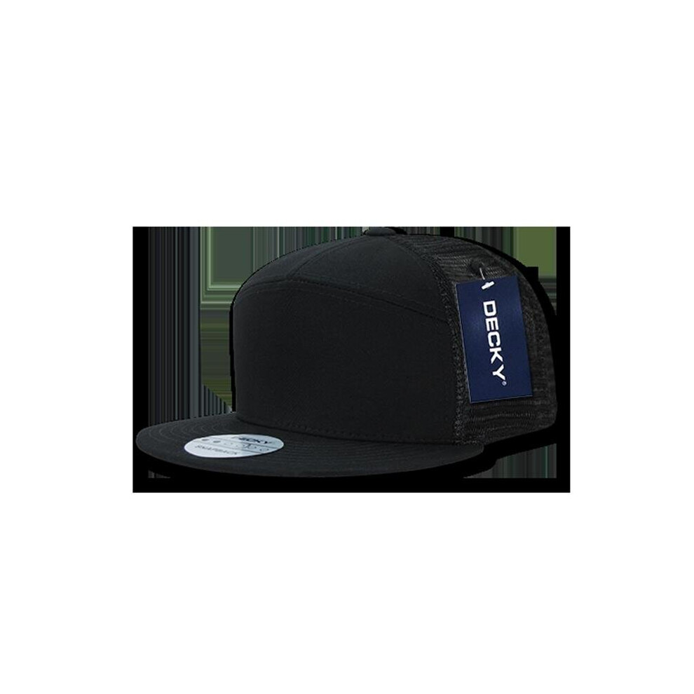 Decky Men's Black 7 Panel Trucker Caps,
