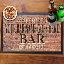 Brick Wall Bar Mat Runner with Non- Slip Rubber Back and Personalised Name with Year Home