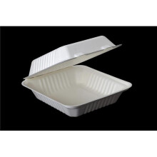 Three Leaf 2365237 9 x 9 in. Disposable Bagasse Clamshell Food Boxes - 1 Compartment - Case of 2