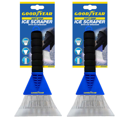 Goodyear 2 Pack Ice Scraper | Extra Wide Blade Head | Ice Breaker | Foam Handle 2