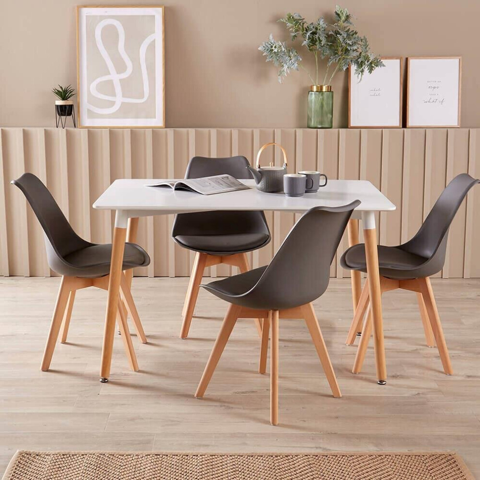 Home Source Braga Dining Table Set with 6 Lisbon Grey Chairs