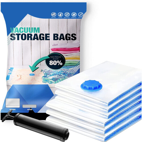 8LargeVacuumStorageBags|SpaceSaverAirSuction|StoreClothes|BeddingTowels