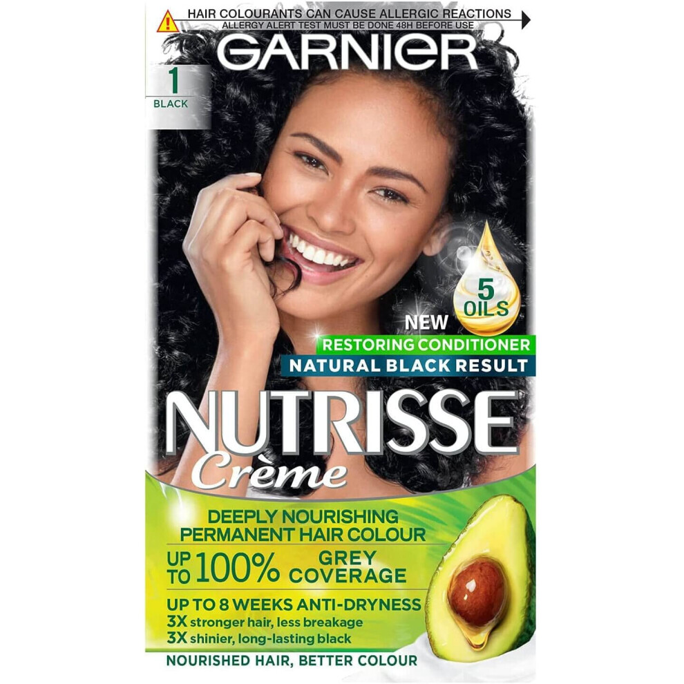 Garnier Nutrisse Permanent Hair Dye, hair colour , 1 Black