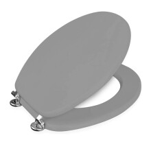 (Grey) Wooden Toilet Seat Adjustable Stainless Steel Hinges
