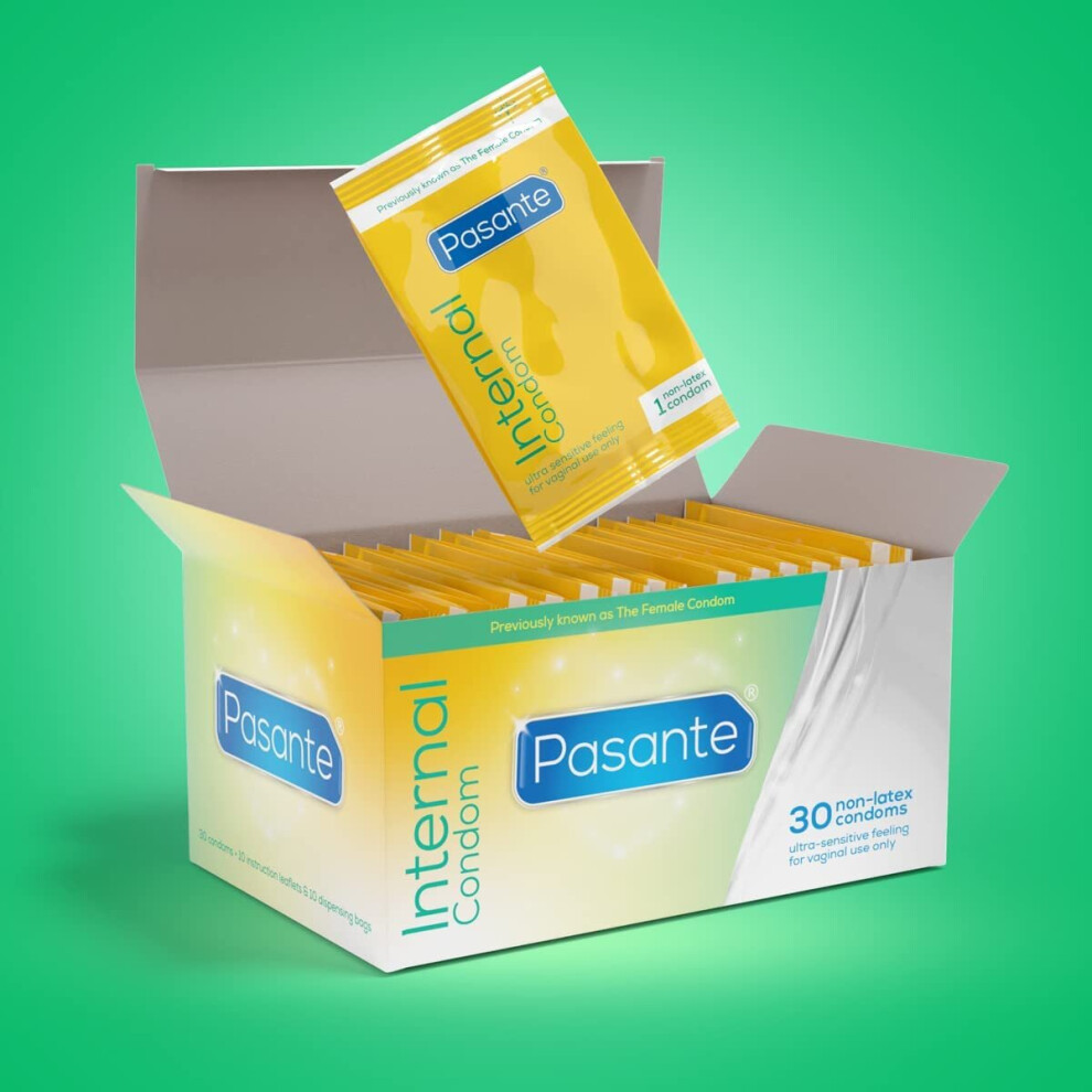 6pk Pasante Internal Female Condoms | Latex-Free Female Condom
