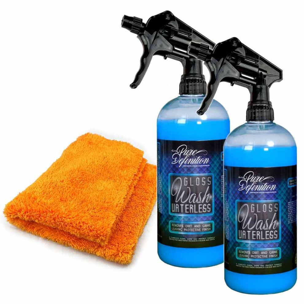 (2 x 500ml) Gloss Wash Waterless Full Car Cleaning Spray & Wax