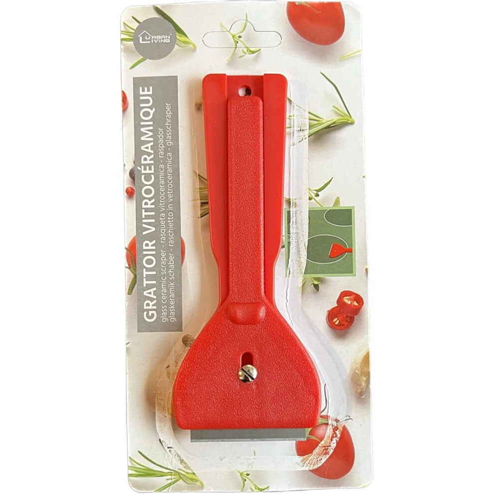 (Red) Oven Cooker Hob Scraper Ceramic Glass Cleaner Cleaning Tool