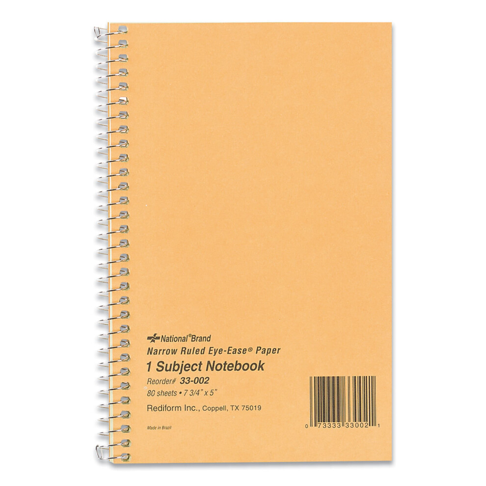 Photos - Notebook Single-Subject Wirebound , 1 Subject, Narrow Rule, Brown Cover, 7.75 x 5, 80 Eye-Ease Green Sheets