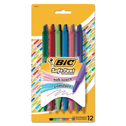 BIC BIC Soft Feel Fashion Nachfüllbare Kugelschreiber Medium, Assorted, 12er Pack