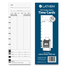 Lathem Time E17-100 Stempelkarten, KARTEN, 9", F/700E, 100/PK