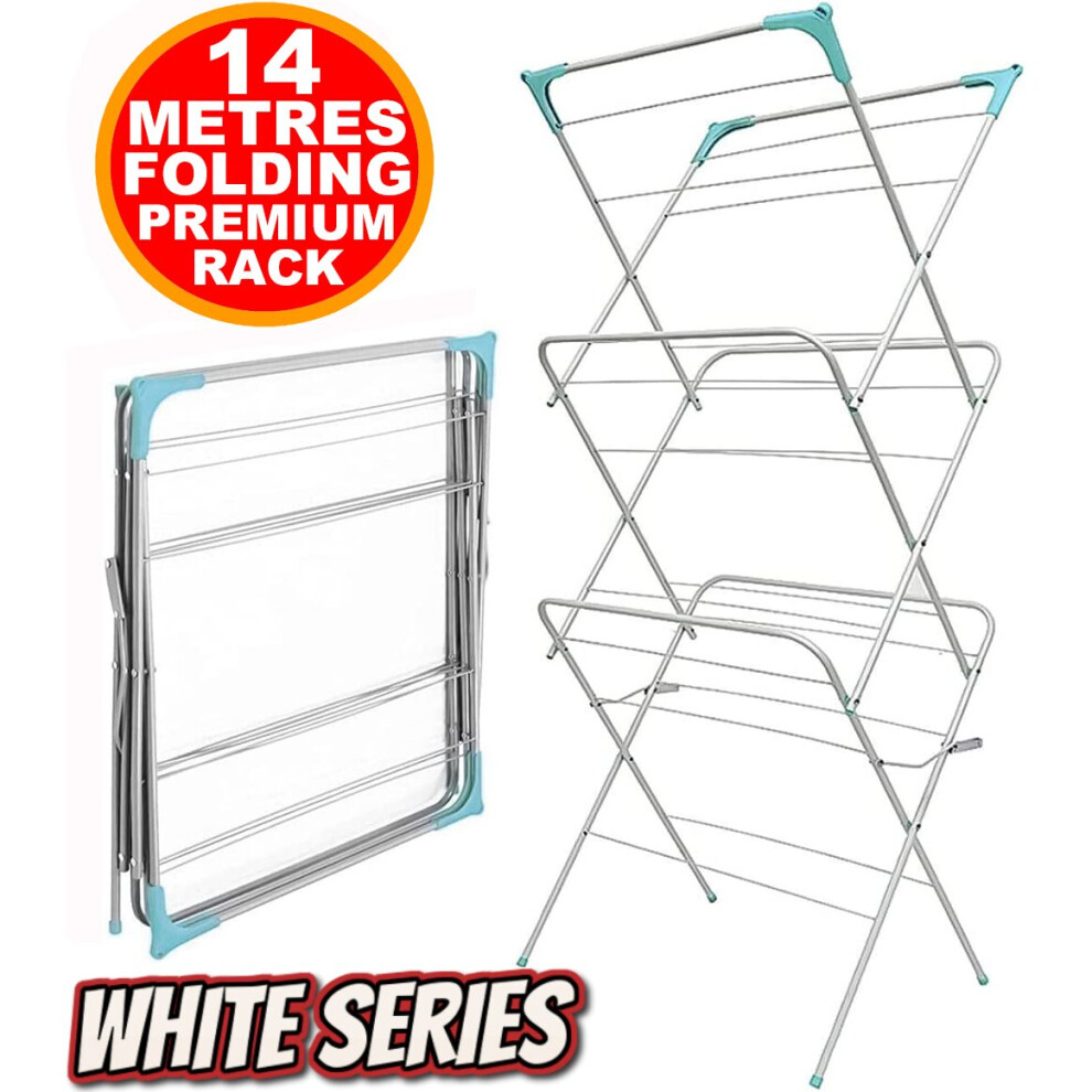 Vivo 3 Tier Clothes Dryer Airer Foldable Laundry Rack Washing Line Drying Horse 14M White