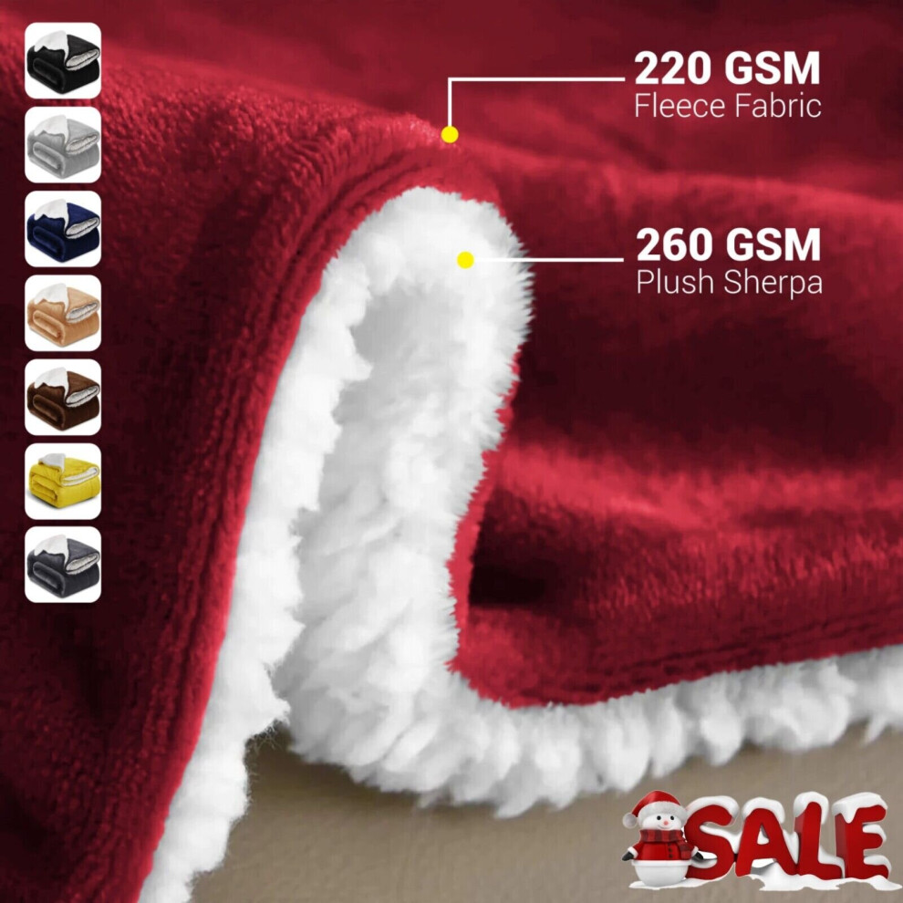 SHERPA FLEECE BLANKETS SOFT WARM REVERSIBLE PLUSH THROW THICK LUXURIOUS DOUBLE LAYER BLANKET