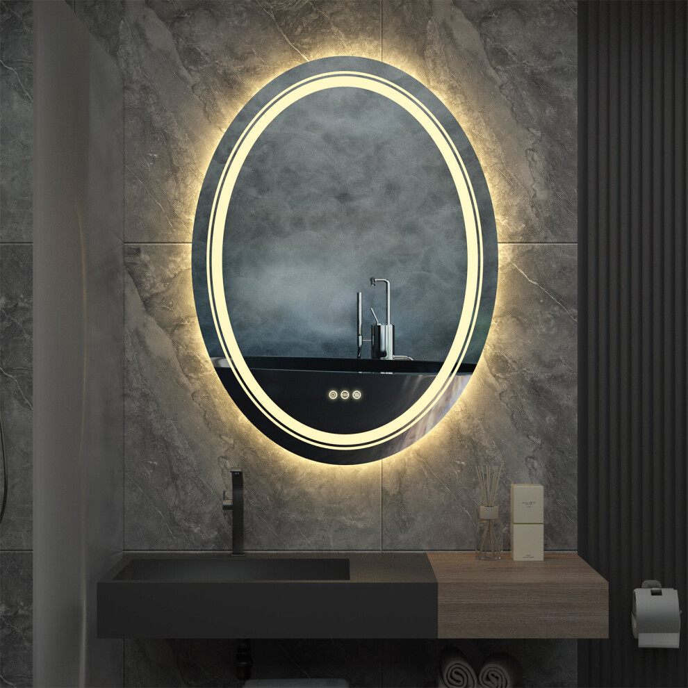 (500*700mm) Oval Led Backlit Light Bathroom Wall Makeup Mirror