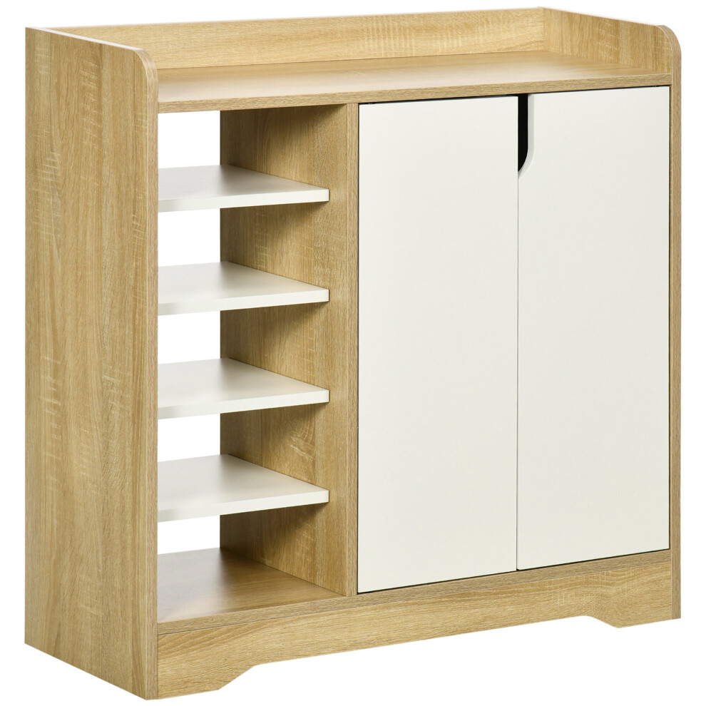 Homcom Shoe Cabinet Shoe Storage Organizer With Five Open Shelves, Natural