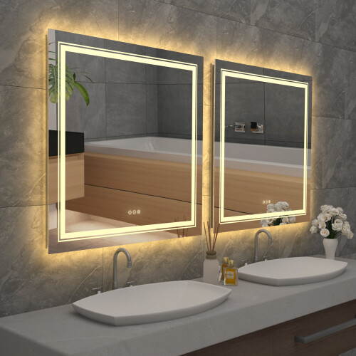 (900x900mm) Square Led Backlit Light Vanity Bathroom Mirror 1