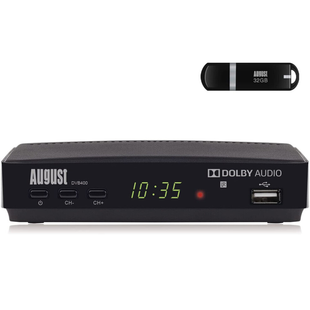 August DVB400 Freeview HD Set-Top Box with PVR, 7-Day EPG, HDMI/SCART, 32GB USB Included