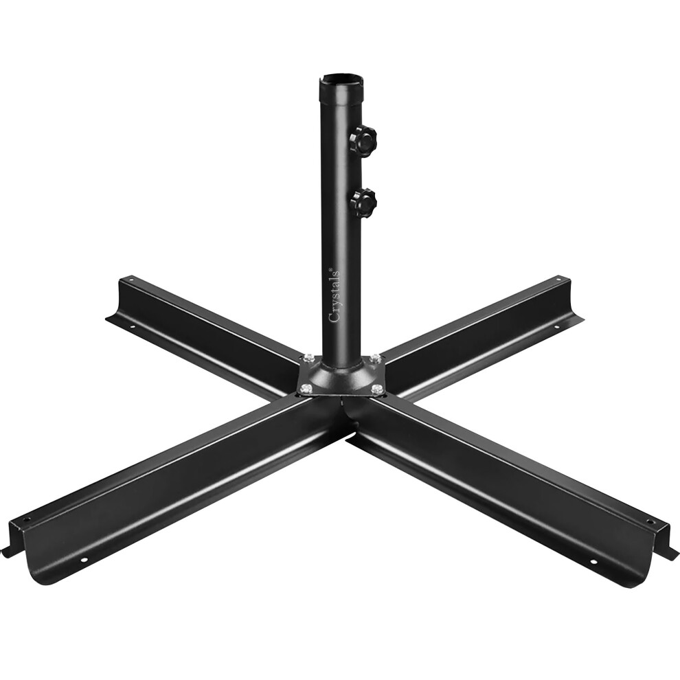 (Non-Foldable Design) Foldable Metal Stand Holder Cross Frame Heavy Duty Parasol Base Umbrella Garden