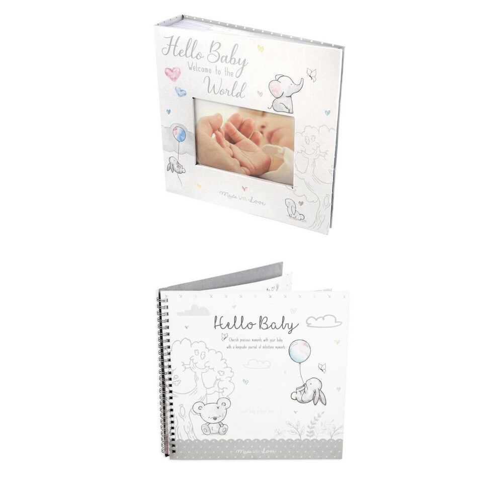 Baby Keepsake Photo Album First Year Journal Set Bunny Memories Milestone White Yöl