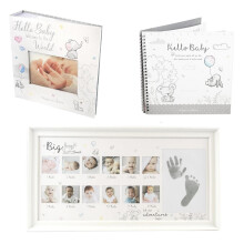 Baby Keepsake Photo Album Frame First Year Journal Set White Hearts New-born