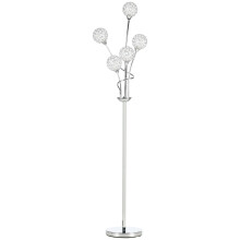 HOMCOM 5-Light Floor Lamp with K9 Crystal Bead Shades, Silver - Tall Modern Living Room Lighting (B31-429V70SR)