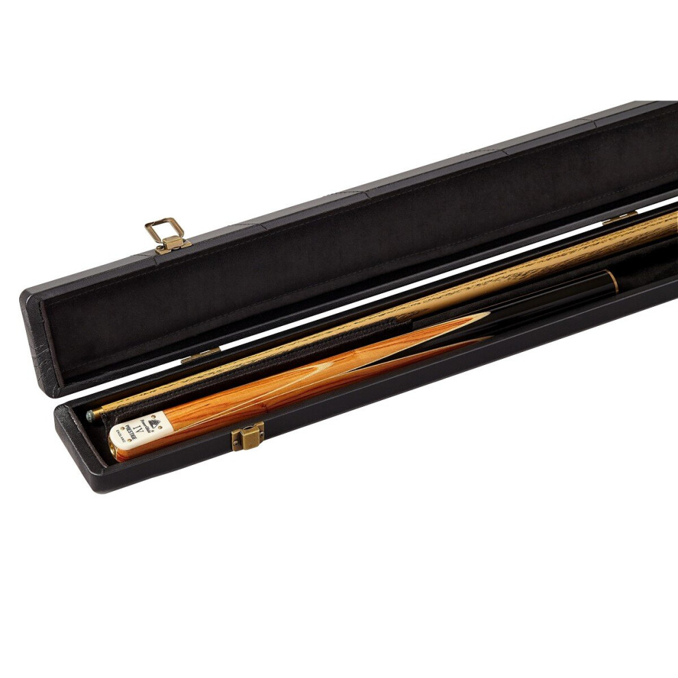 PowerGlide Hard Cue Case Black Leather Snooker Pool Bag Box 3/4 & Centre Split