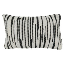 SARO 14 x 23 in. Oblong Down Filled Throw Pillow with Black & White Zebra Chindi Design