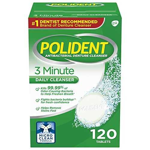 Polident 3 Minute Triple Mint Antibacterial Denture Cleanser ...