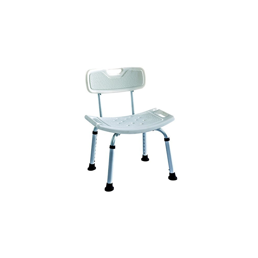 Elite Care Deluxe Height Adjustable Aluminium Bath / Shower Chair With Back And Shower Head Holder Ecss02