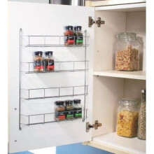 CHROME PLATED 4 TIER SPICE RACK CABINET CUPBOARD ORGANISER STORAGE JAR RACK