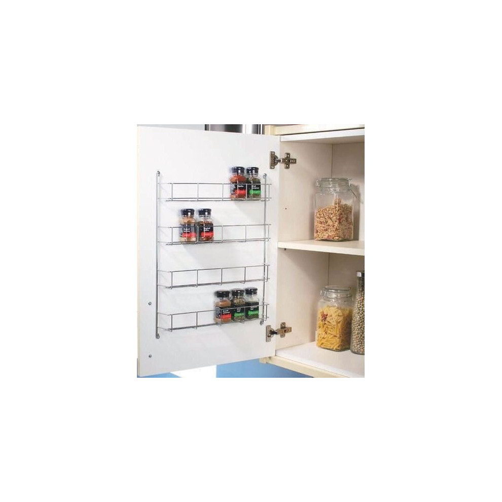 CHROME PLATED 4 TIER SPICE RACK CABINET CUPBOARD ORGANISER STORAGE JAR RACK