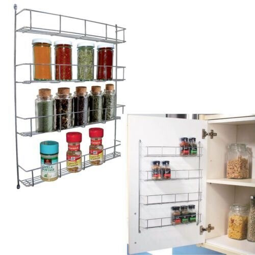CHROME PLATED 4 TIER SPICE RACK CABINET CUPBOARD ORGANISER STORAGE JAR RACK 1