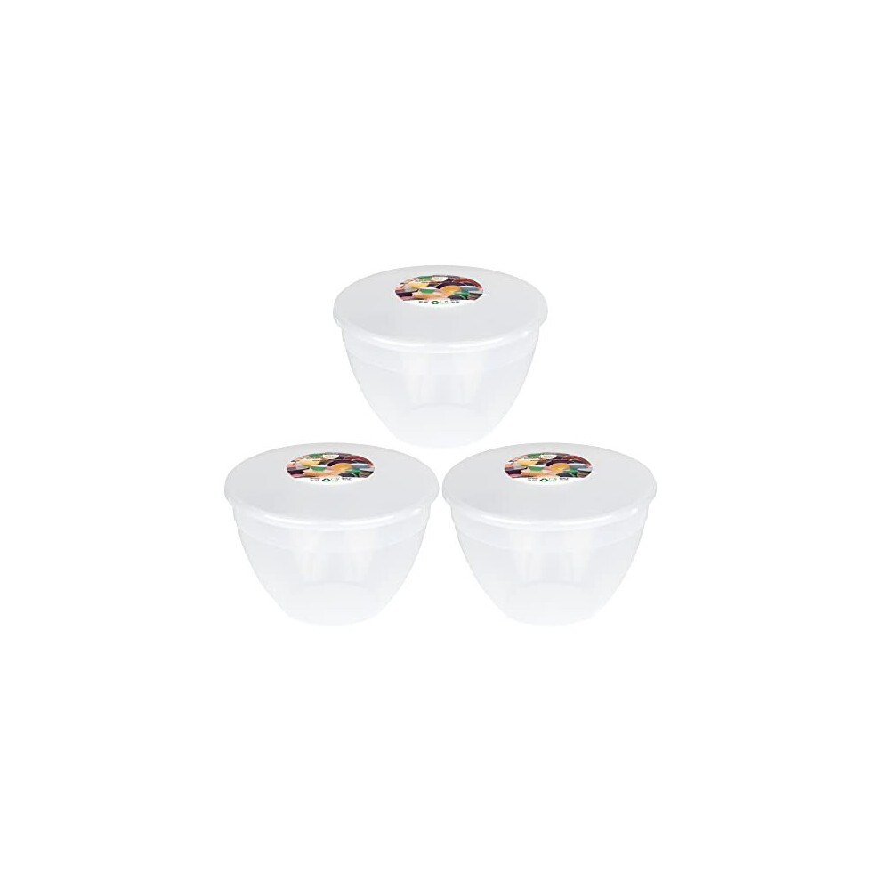 Just Pudding Basins Clear 2 Pint 1.14lt Basin (3 Pack) Food Safe 1 Litre Plastic Bowls and Lids