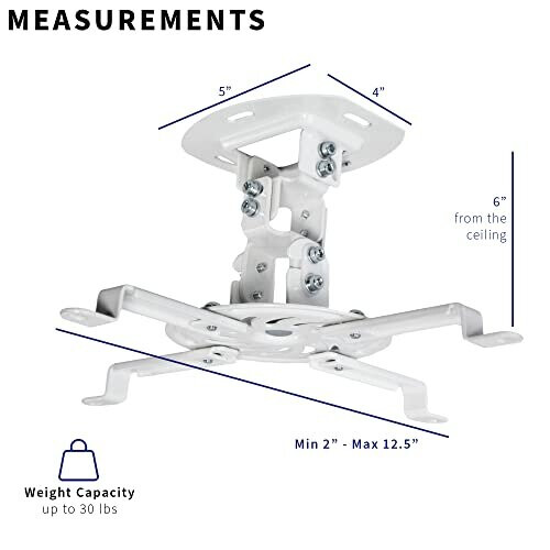 Vivo VIVO Universal Adjustable Ceiling Projector, Projection Mount Extending Arms Mounting Bracket, White, MOUNT-VP01W 1