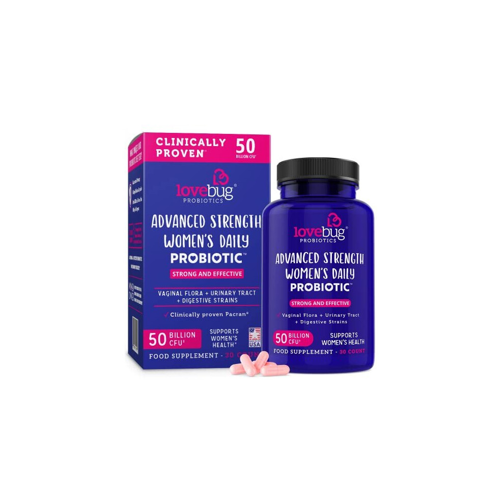 Lovebug Advanced Strength Women's Probiotic | Clinically Studied Ingredients | Multi-Strain 50 Billion CFU | 30 Capsules