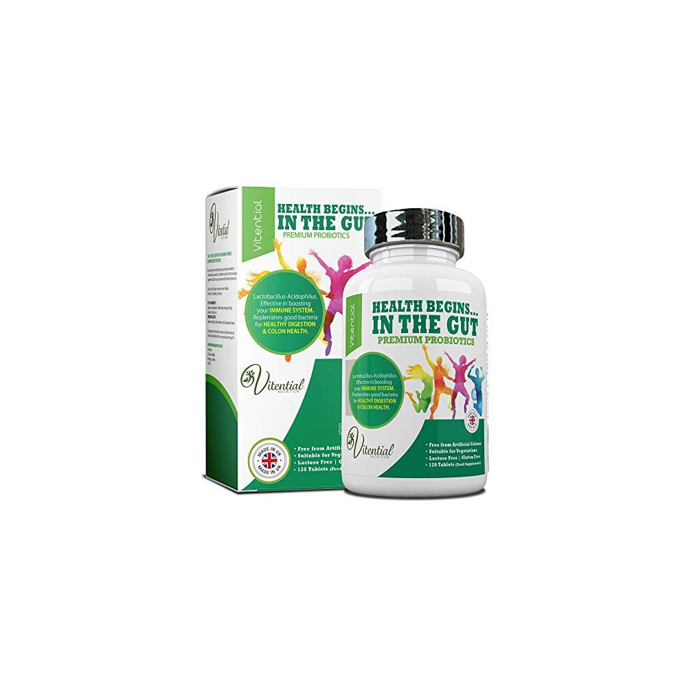 Vitential Limited Vitential Nutrition Probiotics For Adults - 120 Vegan Tablets - High Strength Acidophilus Lactobacillus Probiotic Supplements – Promotes A Healthy