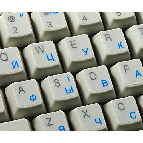 Qwerty Keys Ukrainian Russian Transparent Keyboard Stickers With BLUE ...